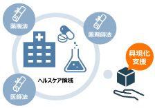 規制や政策、制度に対応した事業・サービスの具現化を支援のイメージ図